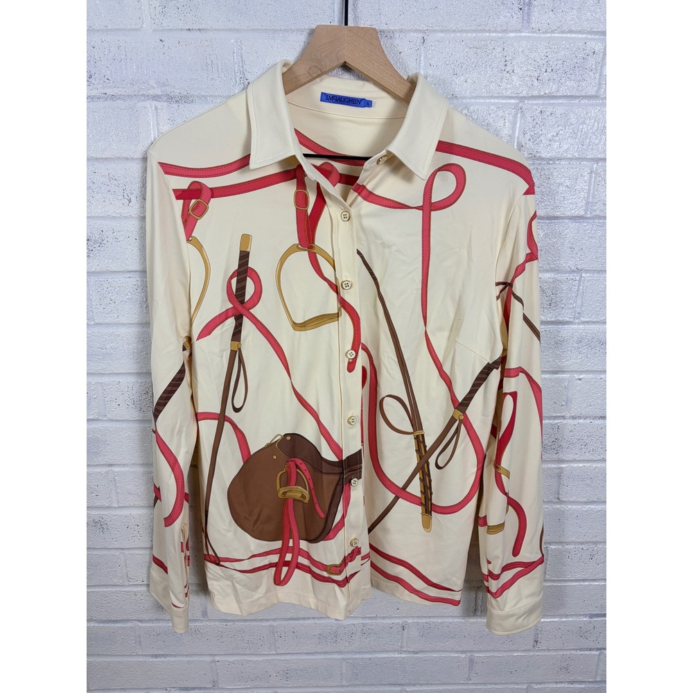 J McLaughlin Shirt Womens XL Equestrian Print Catalina Cloth Button Down